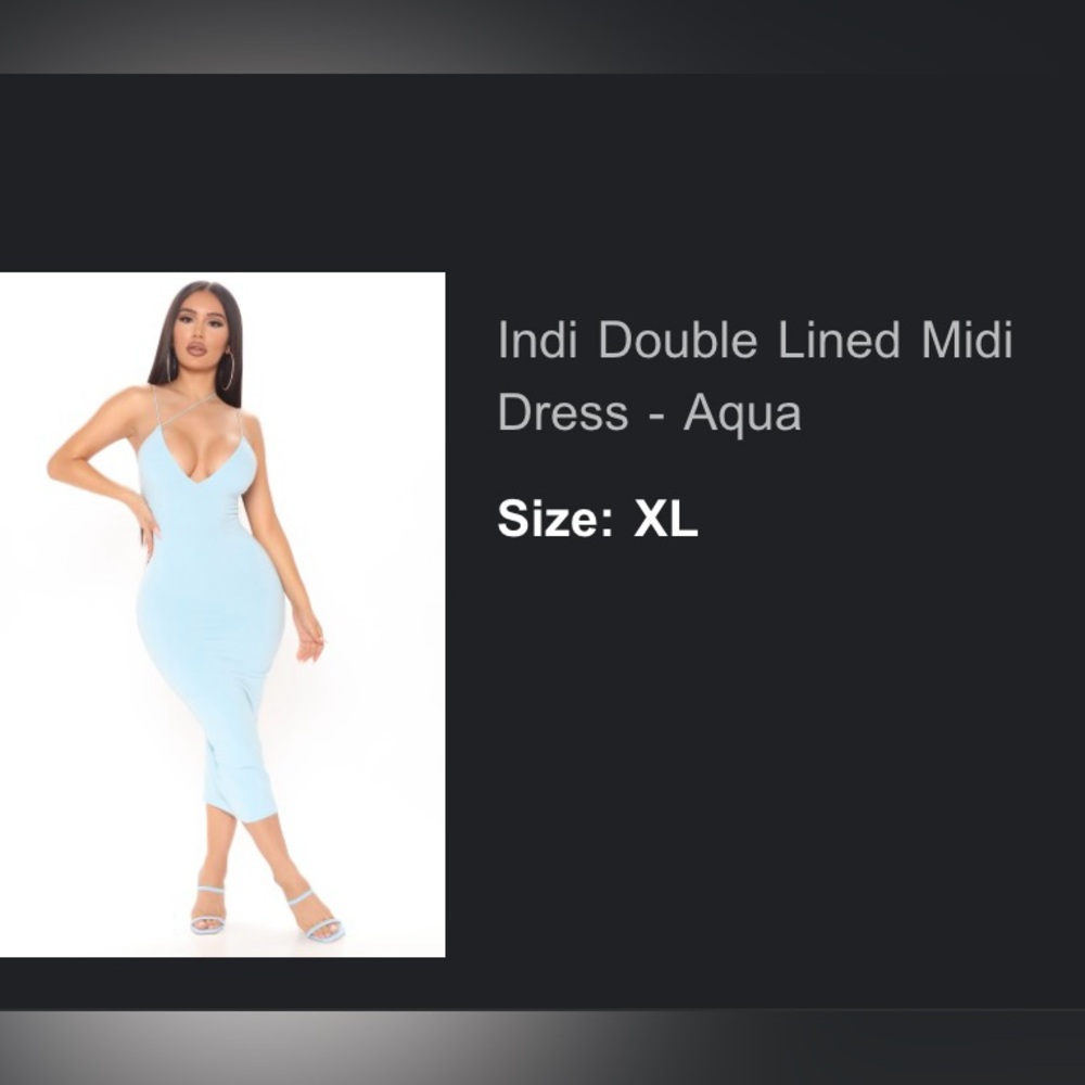 Fashion Nova- XL Blue Midi Dress